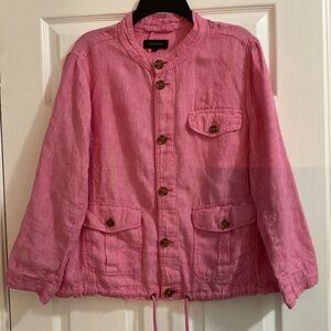 Women’s Talbots Washed Linen Jacket, Salmon Pink, XL